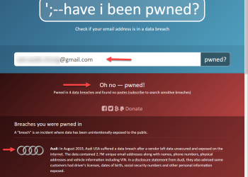 How to Use 'Have I Been Pwned' - Email Data Breach Check Breached Sample Audi