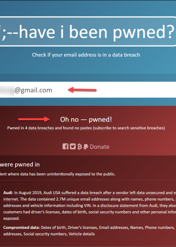 How to Use 'Have I Been Pwned' - Email Data Breach Check Breached Sample Audi