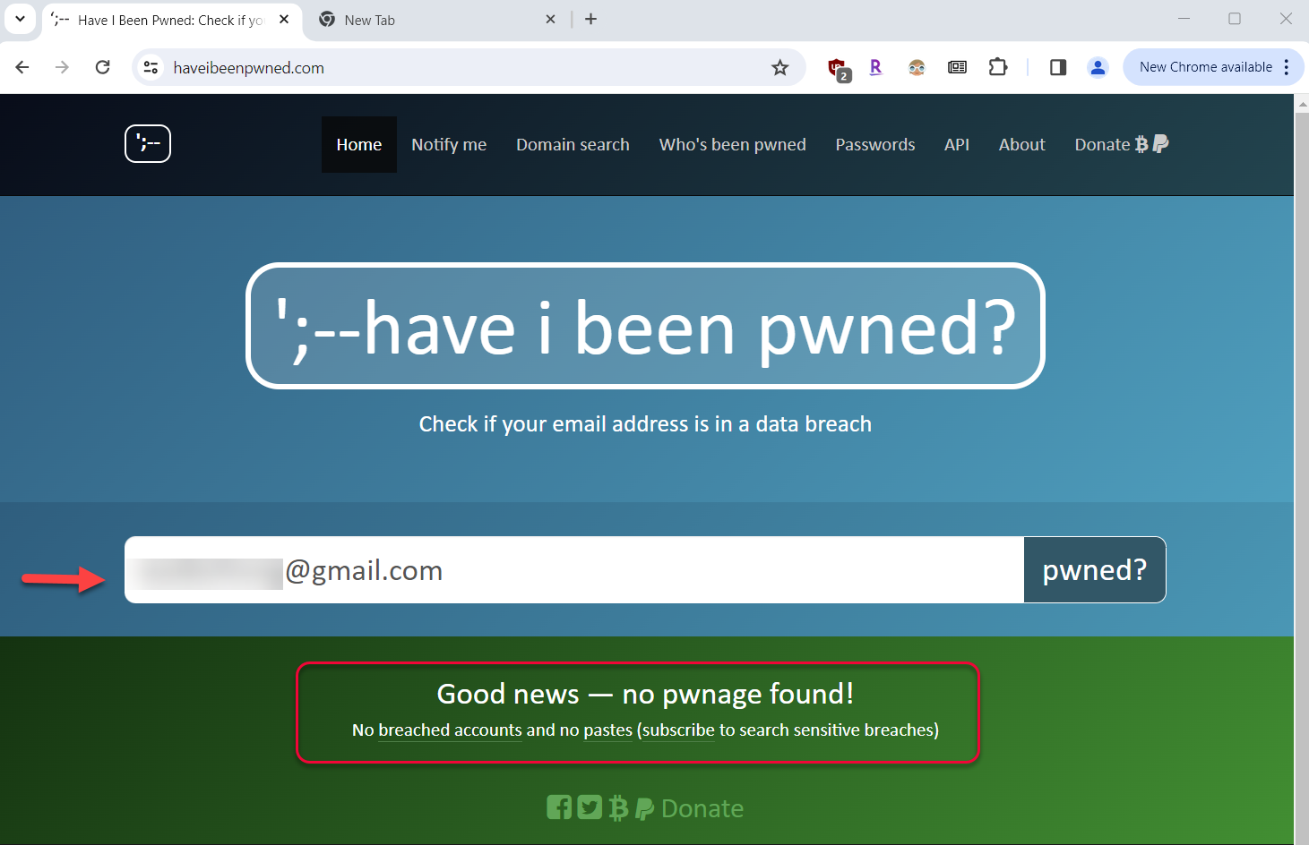 How to Use 'Have I Been Pwned' - Email Data Breach Check Sample of No Data Breach