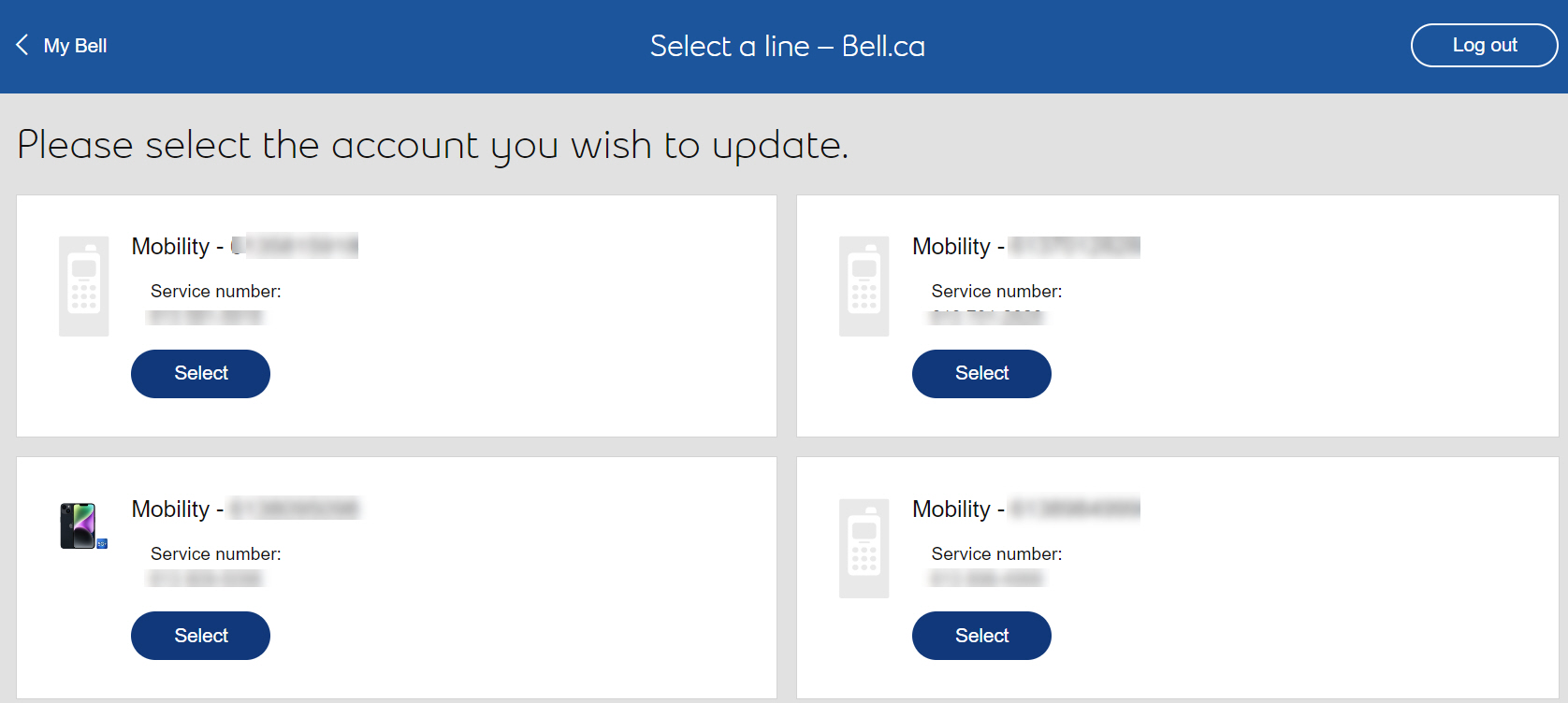 Bell Support-Transfer to a new eSim-Select a line