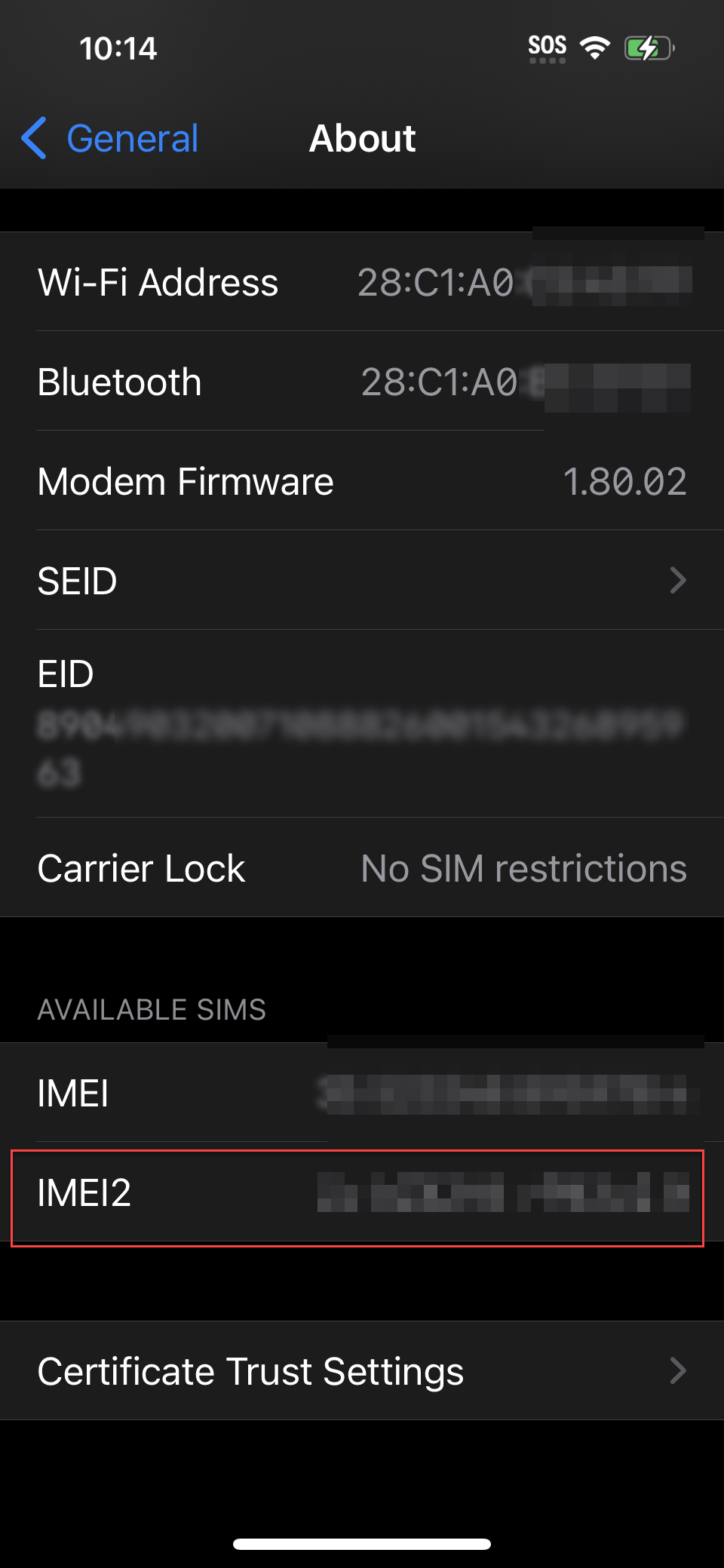 iPhone 14 IMEI2